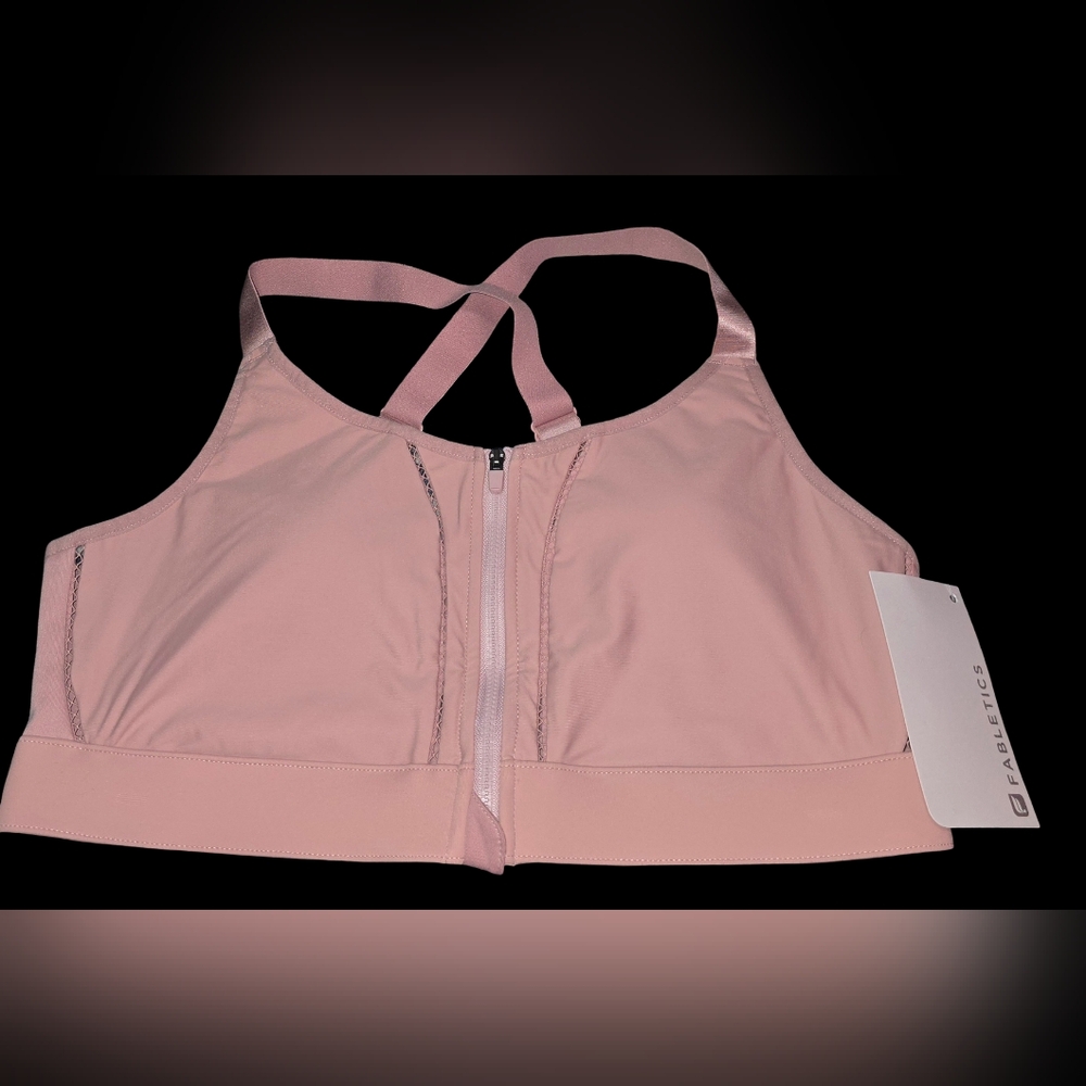 Fabletics Blush Pink Zip Front Sports Bra